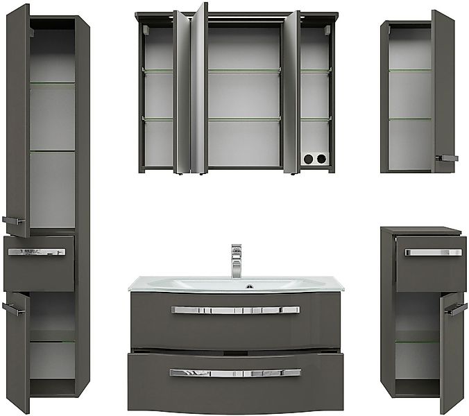 Saphir Badmöbel-Set "Serie 4005, vormontiert, Glaswaschbecken, Spiegelschra günstig online kaufen