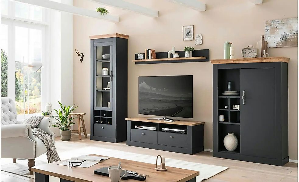 Wohnwand   ¦ grau ¦ Maße (cm): B: 334 H: 201 T: 45.0 Kommoden & Sideboards günstig online kaufen