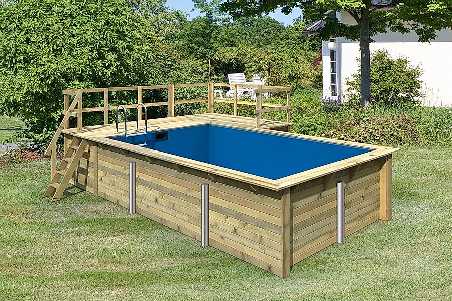 Karibu Rechteckpool "Malta B BxLxH: 353x530x124 cm mit Sonnendeck und Ecke" günstig online kaufen