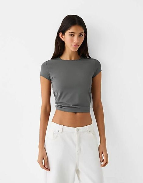 Bershka Rückenfreies T-Shirt Mit Kurzen Ärmeln Damen M Dunkelgrau günstig online kaufen