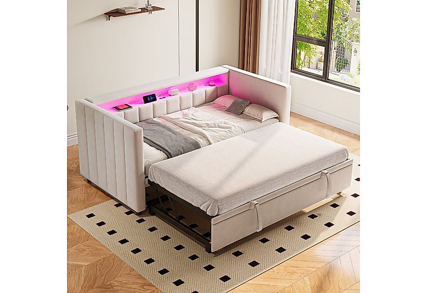 MODFU Schlafsofa mit ausziehbarem Bett, Funktionsbett mit LED-Ambiente und günstig online kaufen