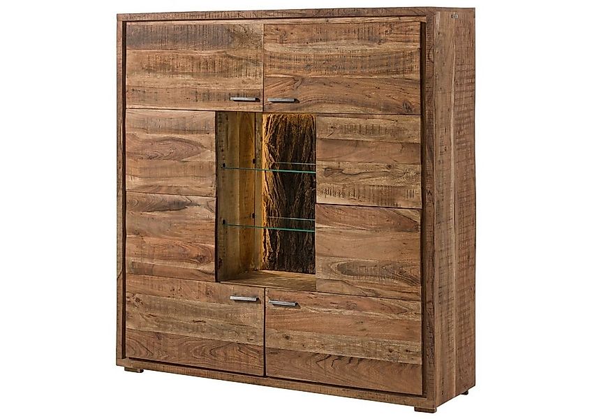 Massivmoebel24 Highboard (Massivholz), Highboard Akazie 145x40x153 natur la günstig online kaufen