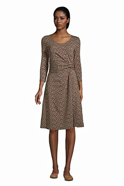 Jerseykleid mit Knoten und 3/4-Ärmeln, Damen, Größe: 48-50 Normal, Grün, by günstig online kaufen