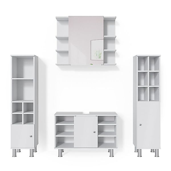 Vicco Badmöbel-Set Fynn, Weiß, 4 Teile, günstig online kaufen