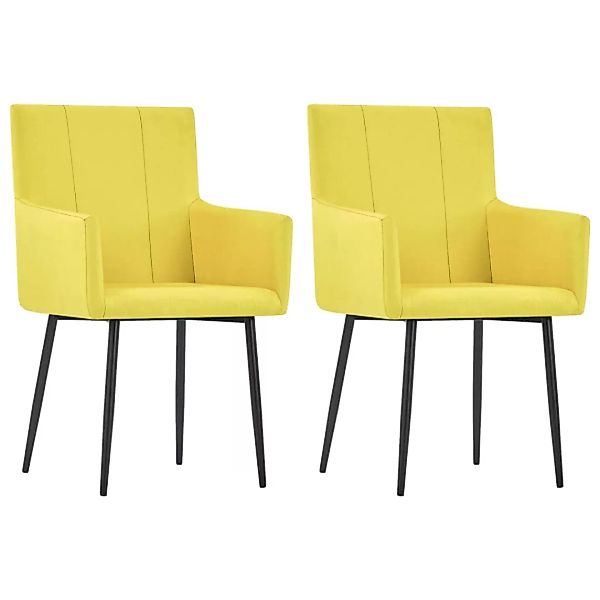 Esszimmerstühle Mit Armlehnen 2 Stk. Gelb Stoff günstig online kaufen