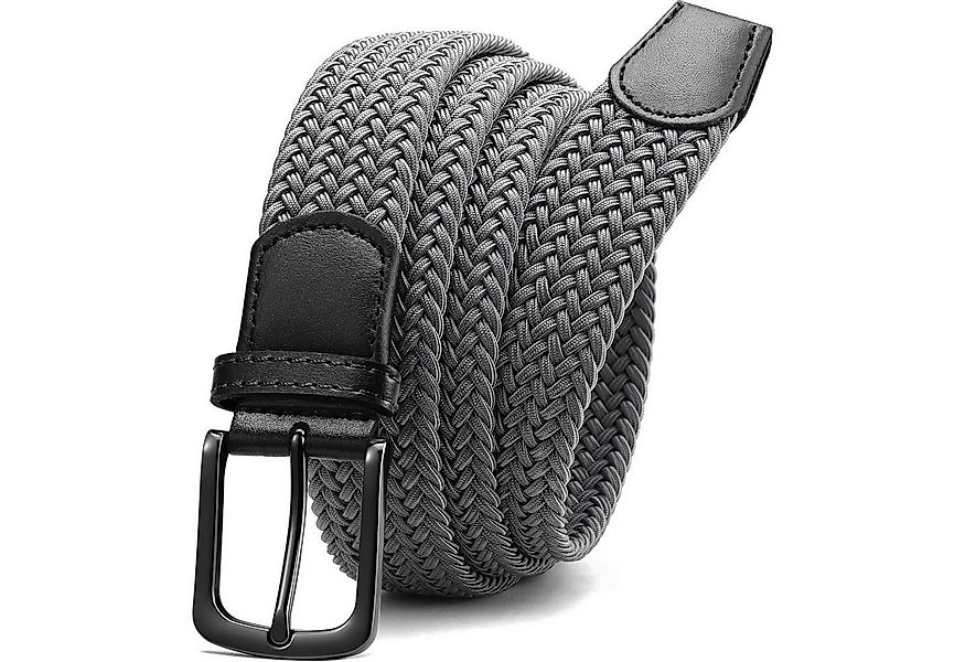 LuxusKollektion Flechtgürtel Gürtel Herren elastisch 35mm Stoff Grau 115-12 günstig online kaufen
