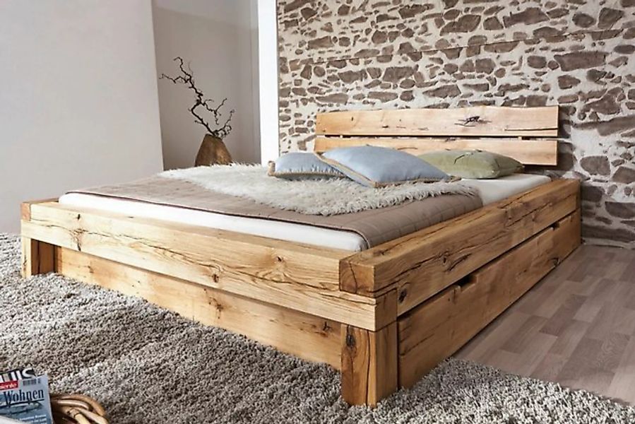 Main Möbel Massivholzbett Balkenbett 'Manuel' mit Schubkasten 160x200cm günstig online kaufen