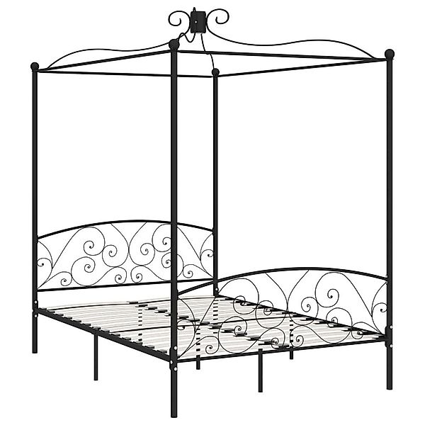 furnicato Bettgestell Himmelbett-Gestell Schwarz Metall 140 günstig online kaufen