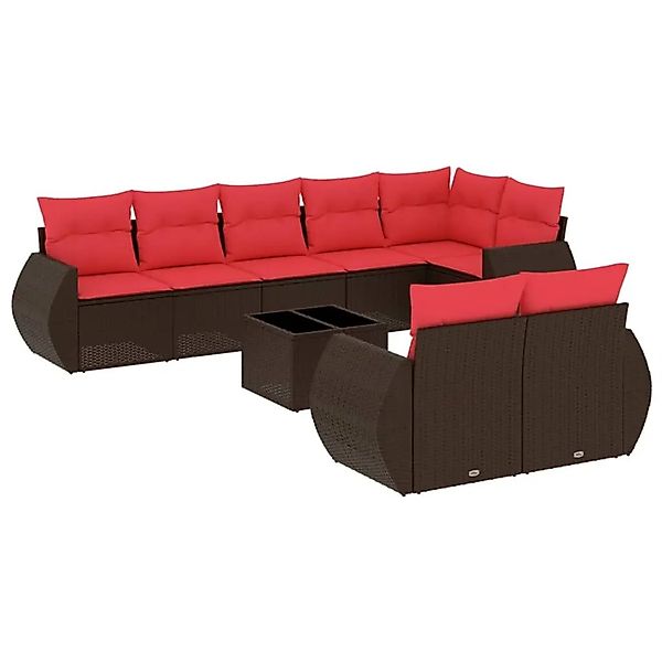 vidaXL 9-Tlg Gartensofa-Set mit Kissen Braun Polyrattan 3221633 günstig online kaufen