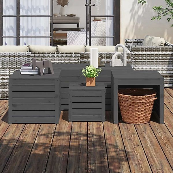 Vidaxl 4-tlg. Gartenbox-set Grau Massivholz Kiefer günstig online kaufen
