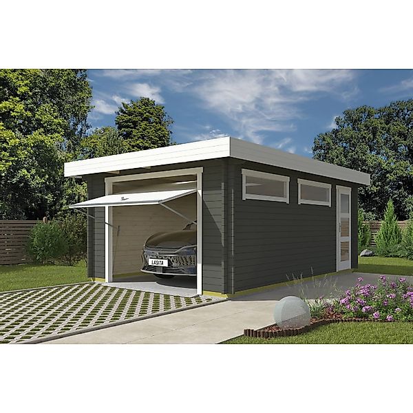 Lasita Garage Canberra Set mit Schwingtor 360 cm x 540 cm Grau-Grün günstig online kaufen