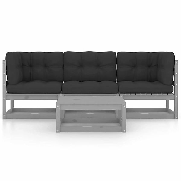 4-tlg. Garten-lounge-set Mit Kissen Kiefer Massivholz günstig online kaufen