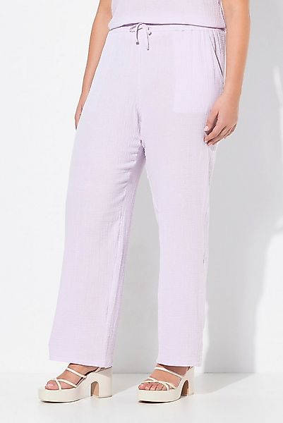 Ulla Popken Schlupfhose Musselin-Schlupfhose Rose weites Bein Elastikbund günstig online kaufen