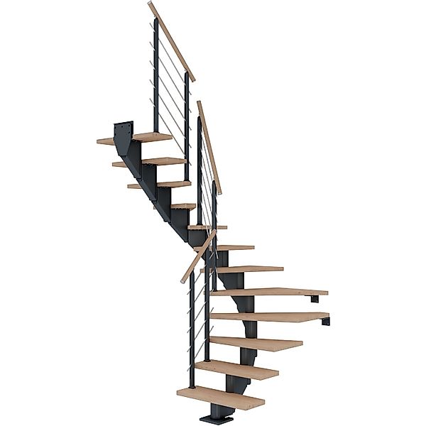 Dolle Mittelholmtreppe Hamburg Eiche Weiß Anthrazit GH bis 279 cm 1/2 Gew. günstig online kaufen