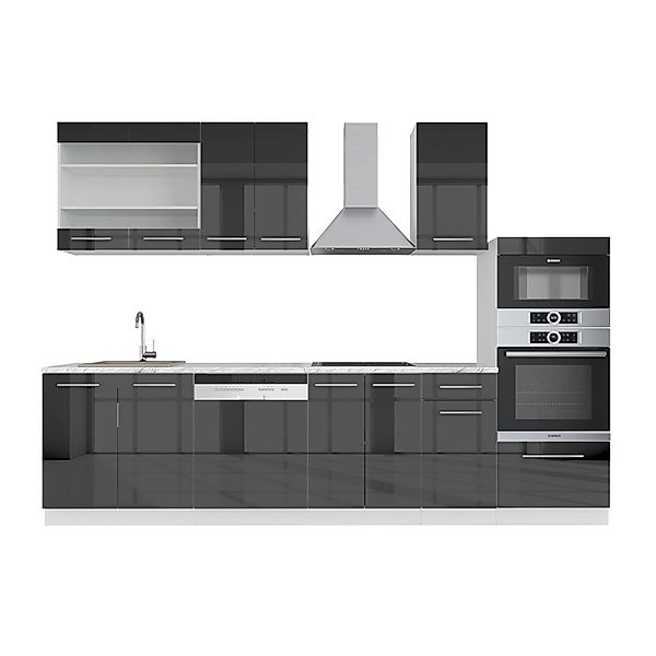 Vicco Fame-Line Küchenzeile Anthrazit 300 cm mit Hochschrankohne Arbeitspla günstig online kaufen