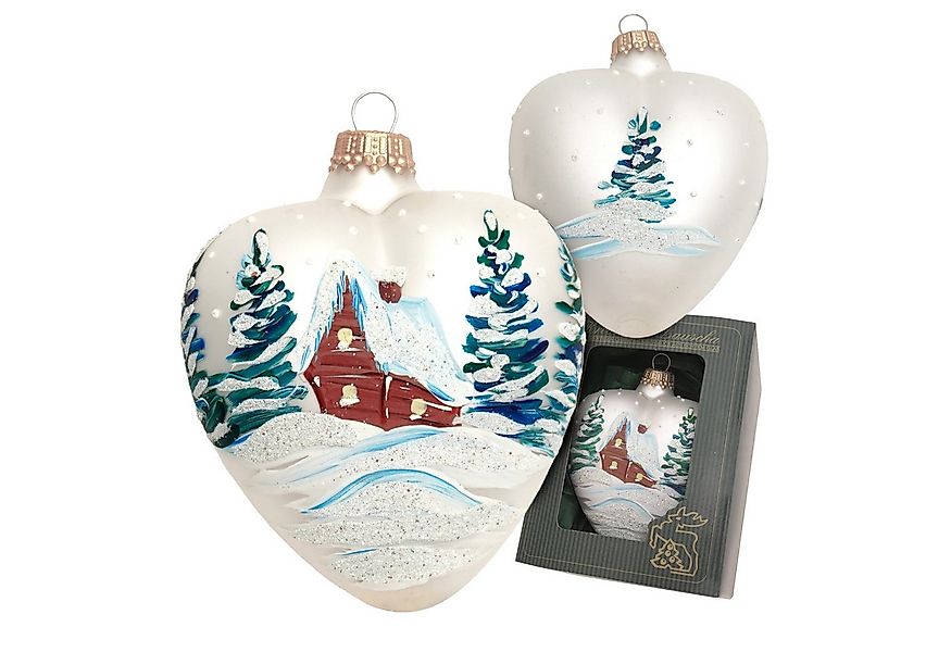 Krebs Glas Lauscha Christbaumschmuck Glasfigur - Herzform mit verschneitem günstig online kaufen