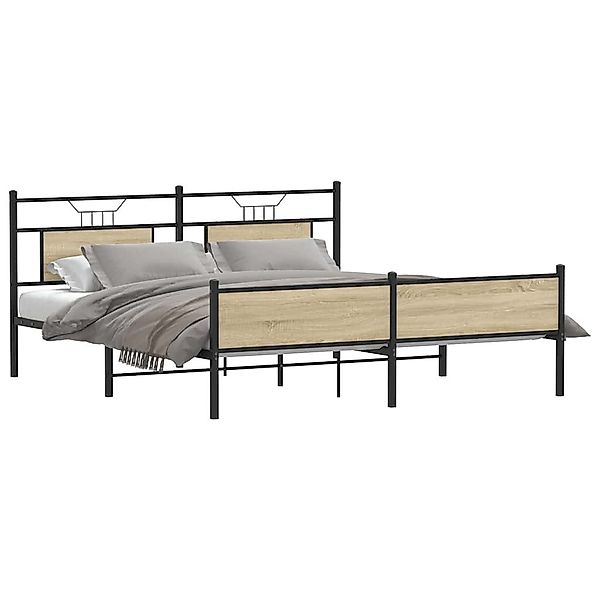 vidaXL Bett Metallbett ohne Matratze Sonoma-Eiche günstig online kaufen