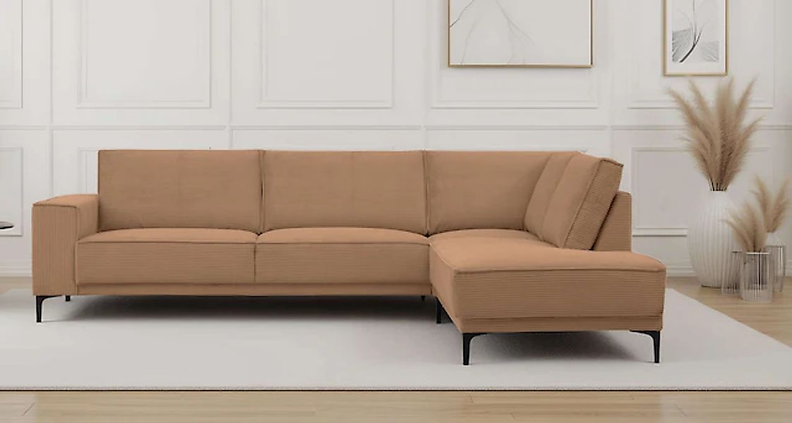 PLACES OF STYLE Ecksofa »Polsterecke Oland, Struktur, Flachgewebe, Luxus-Mi günstig online kaufen