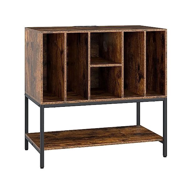 Costway Plattenspielerständer mit Ladestation Beistellschrank Kaffee günstig online kaufen