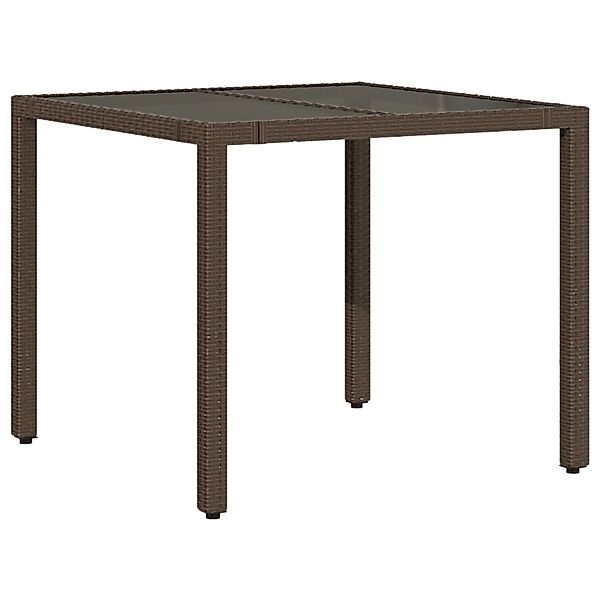 vidaXL Gartentisch mit Glasplatte Braun 90x90x75 cm Poly Rattan 365587 günstig online kaufen