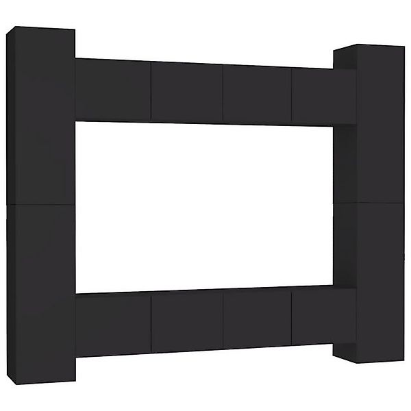 furnicato TV-Schrank 8-tlg. TV-Schrank-Set Schwarz Holzwerkstoff (1-St) günstig online kaufen