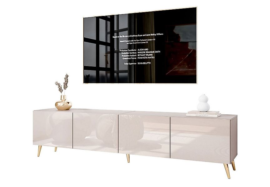 Lookway TV-Schrank COLGANTE 200 Kaschmir Hochglanz mit Metallbeinen (2x TV- günstig online kaufen