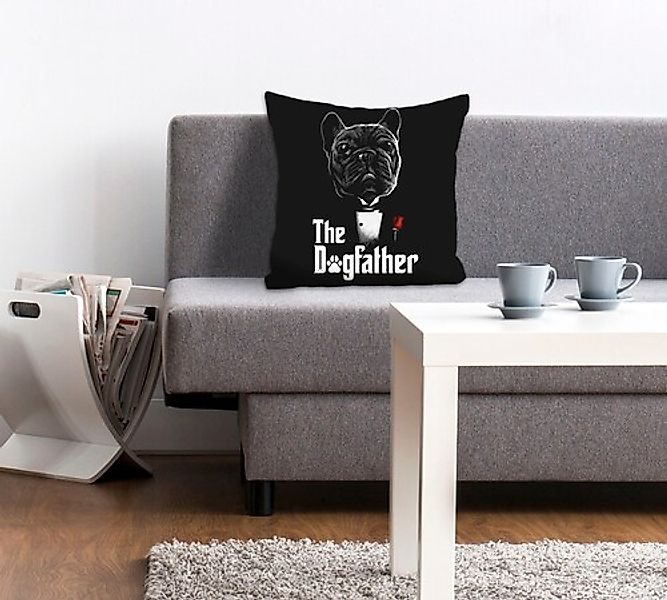 queence Dekokissen "THE DOGFATHER" mit einem Mops im Anzug günstig online kaufen