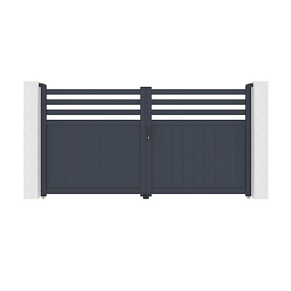 Casanoov Flügeltor Elektrisch Nevis 300x160cm Aluminium Grau & Drehtorantri günstig online kaufen