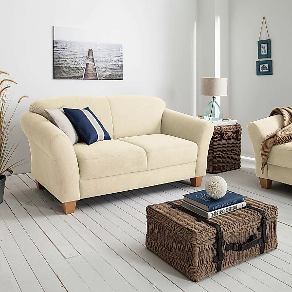 home24 Ars Natura Sofa Cebu 2-Sitzer Creme Webstoff 163x84x89 cm günstig online kaufen