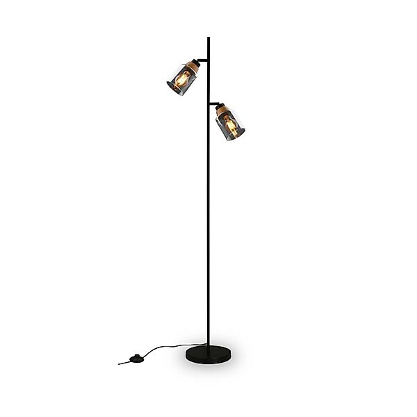 Briloner Stehleuchte Royk Schwenkbar Retro E27 Fassung Rauchglas günstig online kaufen