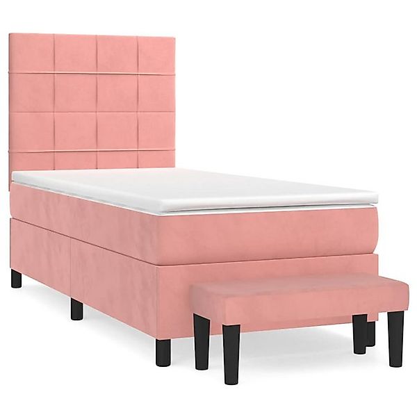 vidaXL Boxspringbett, Boxbett mit Matratze Rosa 90x200 cm Samt günstig online kaufen