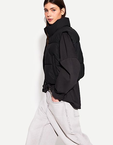 Bershka Gesteppte Cropped-Weste Damen L Schwarz günstig online kaufen