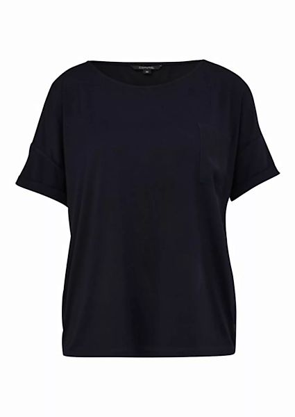 Comma Kurzarmshirt T-Shirt aus Satin Logo günstig online kaufen