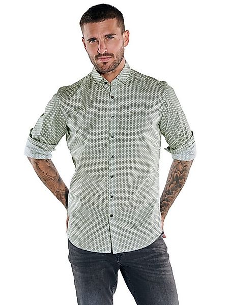 emilio adani Langarmhemd emilio adani Herren Langarm-Hemd gemustert, Khaki günstig online kaufen