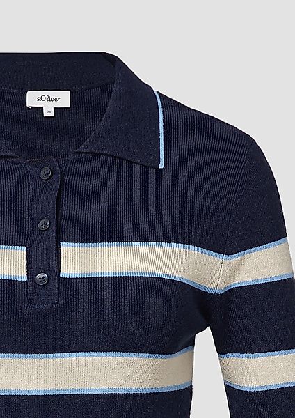 s.Oliver Strickpullover Gestreifter Kurzarm-Strickpullover mit Polokragen günstig online kaufen