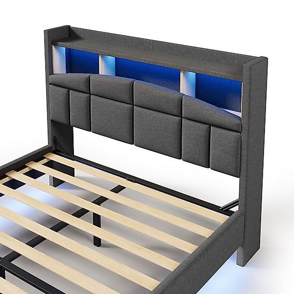 STILVORA Polsterbett 140×200 mit Stauraum,LED und USB+Type-c,Bettgestell oh günstig online kaufen