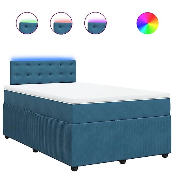 vidaXL Boxspringbett mit Matratze Blau 120x200 cm Samt 3290026 günstig online kaufen