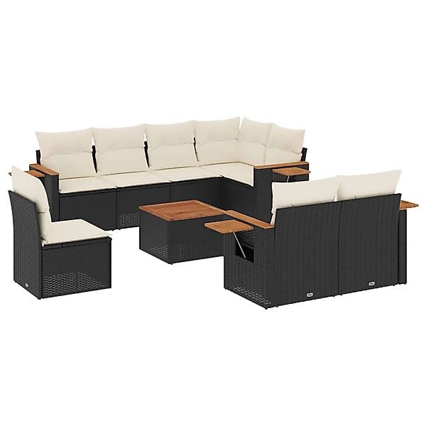 vidaXL 9-Tlg Garten-Sofagarnitur mit Kissen Schwarz Poly Rattan 3259410 günstig online kaufen