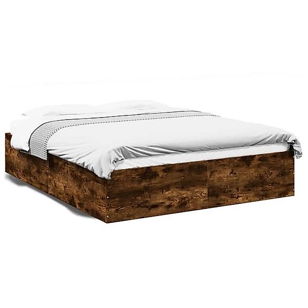 vidaXL Bettgestell, Bettrahmen Räuchereiche 160x200 cm Holzwerkstoff günstig online kaufen