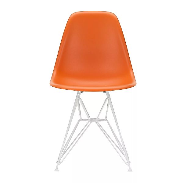 Vitra - Eames Plastic Side Chair DSR Gestell weiß - rostiges orange/Sitzsch günstig online kaufen