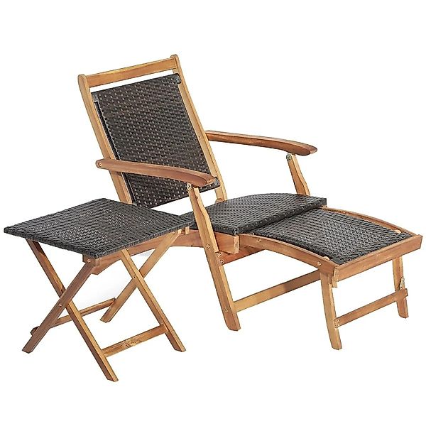Costway Rattan Sonnenliege mit Fußstütze & Beistelltisch Klappbar günstig online kaufen