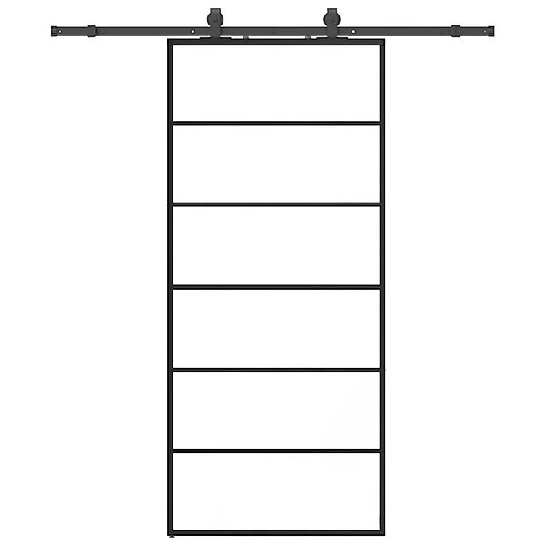vidaXL Schiebetür mit Beschlag Schwarz 90x205 cm ESG-Glas 3375788 günstig online kaufen