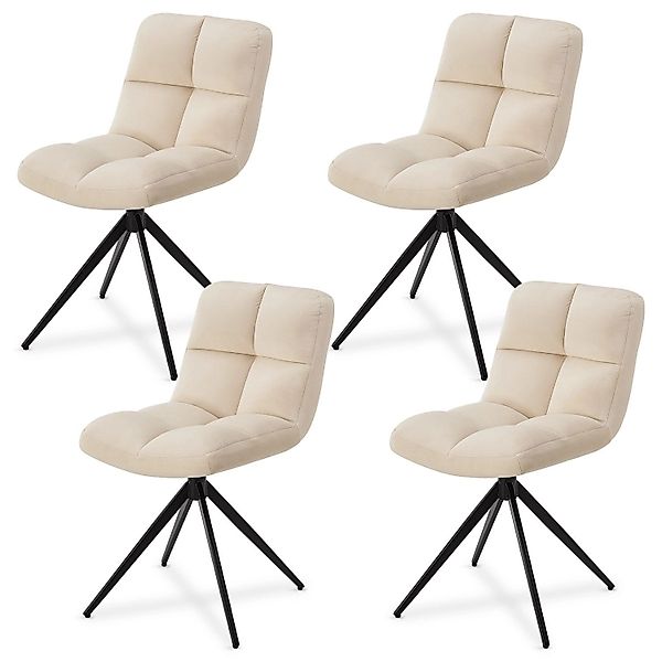 Juskys Drehstuhl Dallas 4er Set Samt Beige günstig online kaufen