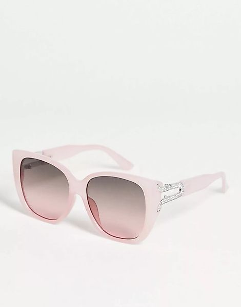 ALDO – Aseriniel – Verzierte, eckige Oversize-Sonnenbrille in Blush und Sil günstig online kaufen