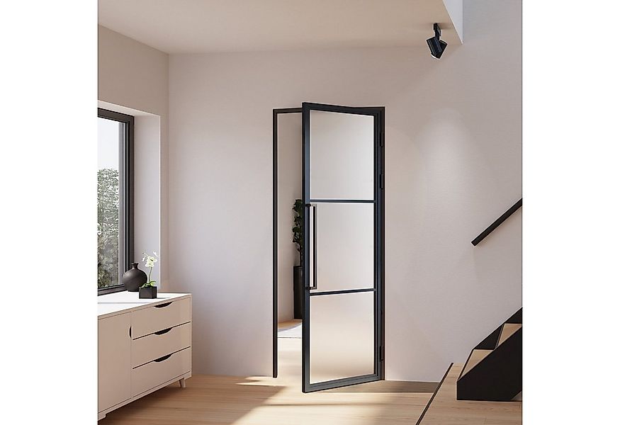 inova wohnen Zimmertür Glastür mit Stahlrahmen satiniertes Glas (Komplett S günstig online kaufen