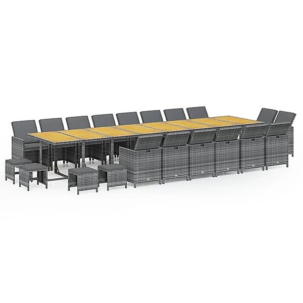 vidaXL 21-Tlg Garten-Essgruppe mit Kissen Grau Poly Rattan 3095688 günstig online kaufen