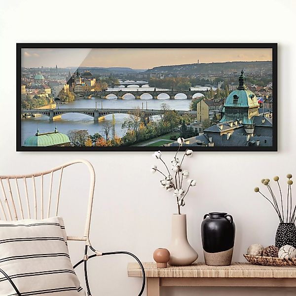 Bild mit Rahmen - Panorama Prag günstig online kaufen