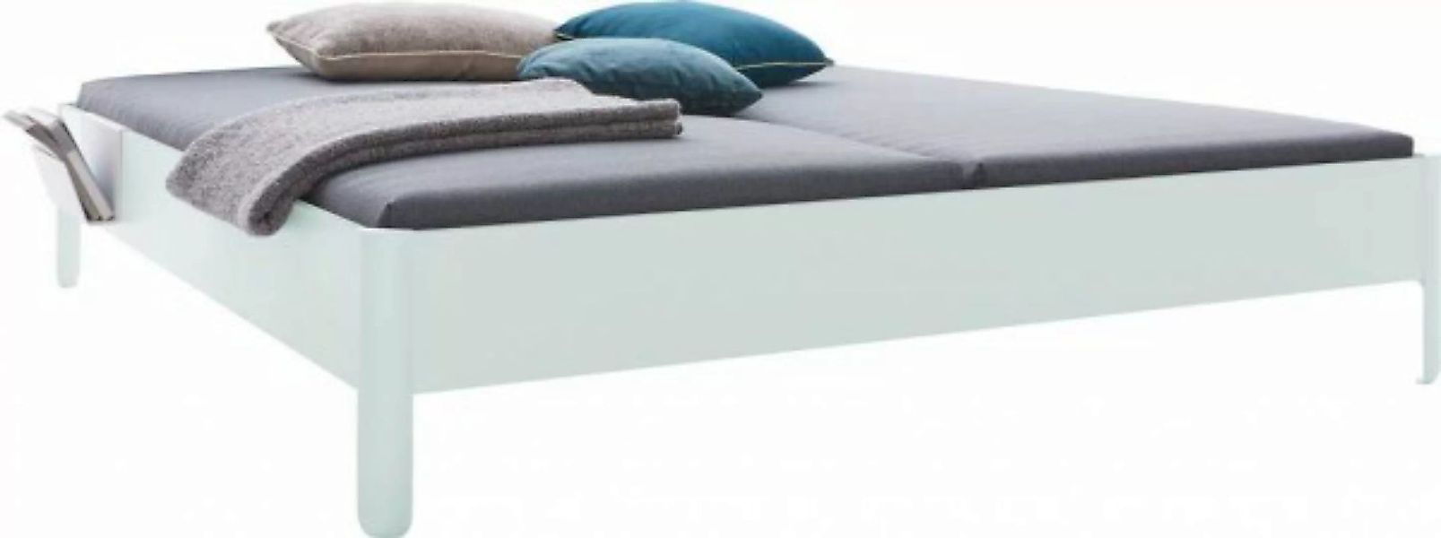 NAIT Doppelbett farbig lackiert Aquarellweiß 160 x 210cm Ohne Kopfteil günstig online kaufen