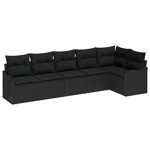 vidaXL Garten-Sofa-Set mit Kissen 6-Tlg Schwarz Poly Rattan 3354392 günstig online kaufen