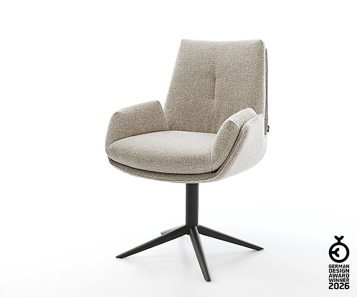 Drehstuhl Clea-Flex Webstoff Soft Beige Fußkreuz Schwarz 360° drehbar Wippf günstig online kaufen